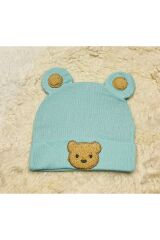 3’lü Fitilli Ayıcıklı Kız Erkek Bebek Çocuk Penye Şapka Bere