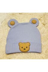 3’lü Fitilli Ayıcıklı Kız Erkek Bebek Çocuk Penye Şapka Bere