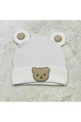 3’lü Fitilli Ayıcıklı Kız Erkek Bebek Çocuk Penye Şapka Bere