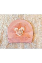 3’'lü Pembe Beyaz Somon Kız Bebek Çocuk Penye Şapka Bere