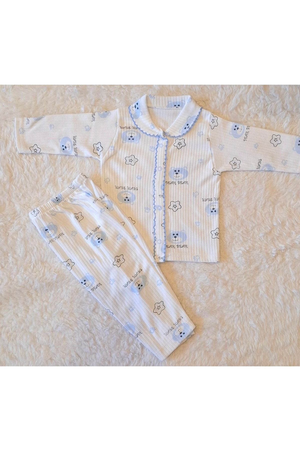 Bebek zıbın takımı kalpli desen organik kumaş 2li takım