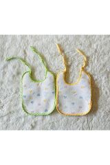 12 Li Pembe Yeşil Sarı Karışık Renk Sıvı Geçirmez Bağcıklı Bebek Mama Önlüğü