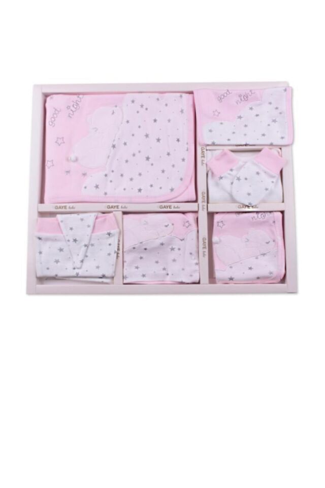 Yıldızlı Good Night Nakıslı 10'lu Hastane Çıkış Set Pembe - 0-3 Ay