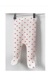 Organik 5 Parça Yeni Doğan Zıbın Set Hastane Cıkışı Fitilli Ekru Kumaşa Kırmızı Kalpli Kutulu