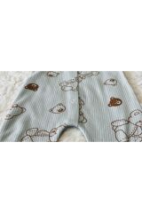 Yeşil Organik Kız Erkek Bebek Pamuk Kumaş Çıtçıtlı Tulum