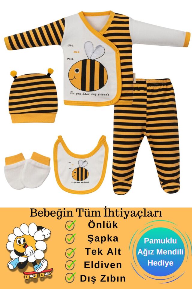 Yenidoğan 5 Li Bebek Zıbın Seti