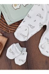 Organik Pamuklu Animal Nakışlı Yenidoğan 5li Hastane Çıkışı Seti CG837646