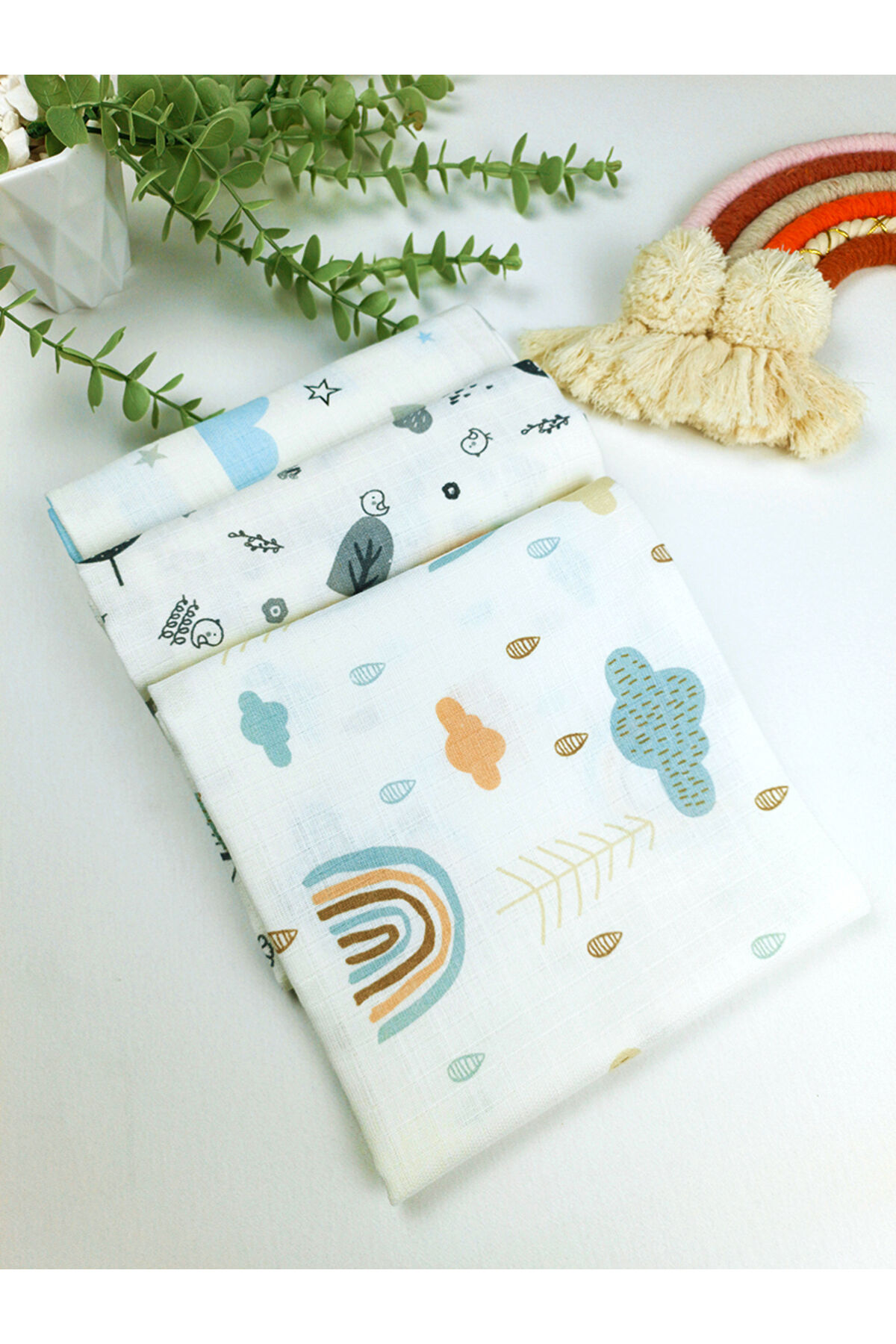 Müslin Battaniye Müslin Örtü 80*80 Cm Müslin Bez Organik Müslin 3 Lü Set Battaniye Renkli