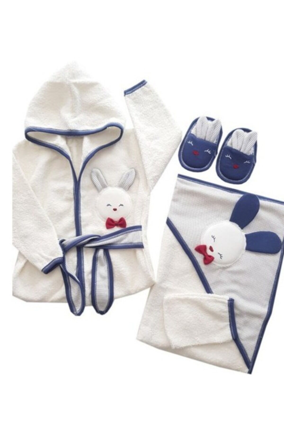 Erkek Bebek Havlu Bornoz Seti 826 Bebek Banyo Takımı Baby Gift