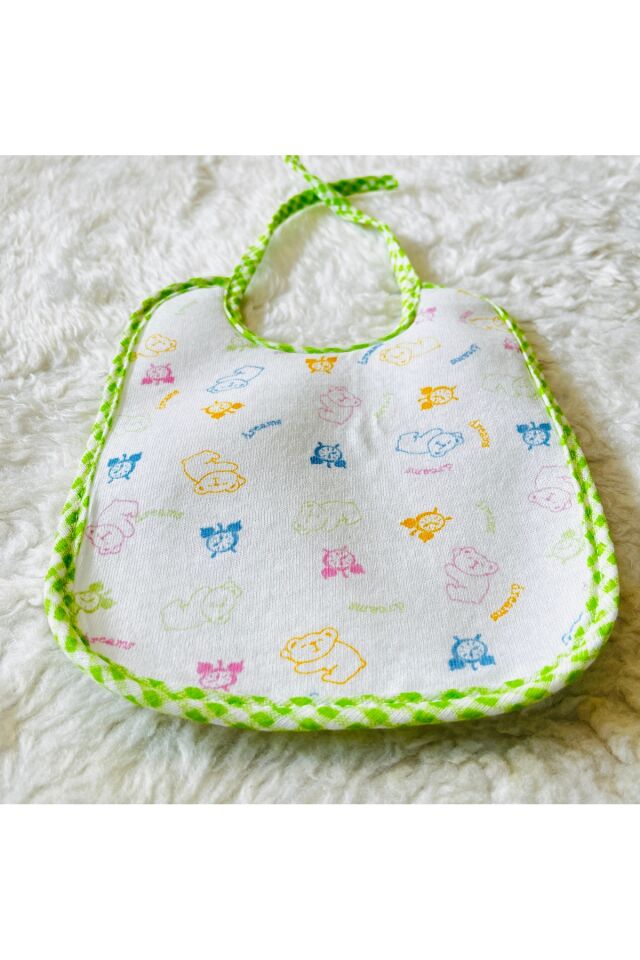 Sıvı geçirmez (8 ADET) Bağcıklı Kız Bebek Desenli Bebek Mama Önlüğü Karışık - S