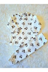 Sevimli Organik Yenidoğan Bebek Takım 2li Önden Çıtçıtlı Badili Zıbın Takımı