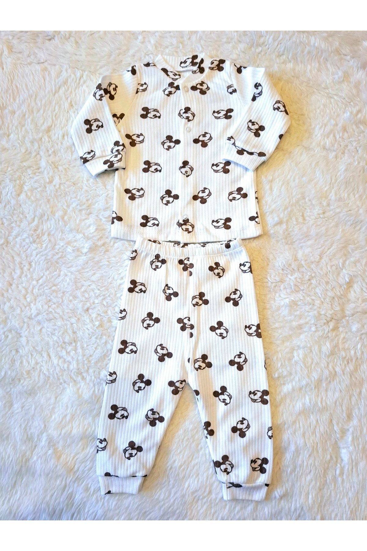 Sevimli Organik Yenidoğan Bebek Takım 2li Önden Çıtçıtlı Badili Zıbın Takımı