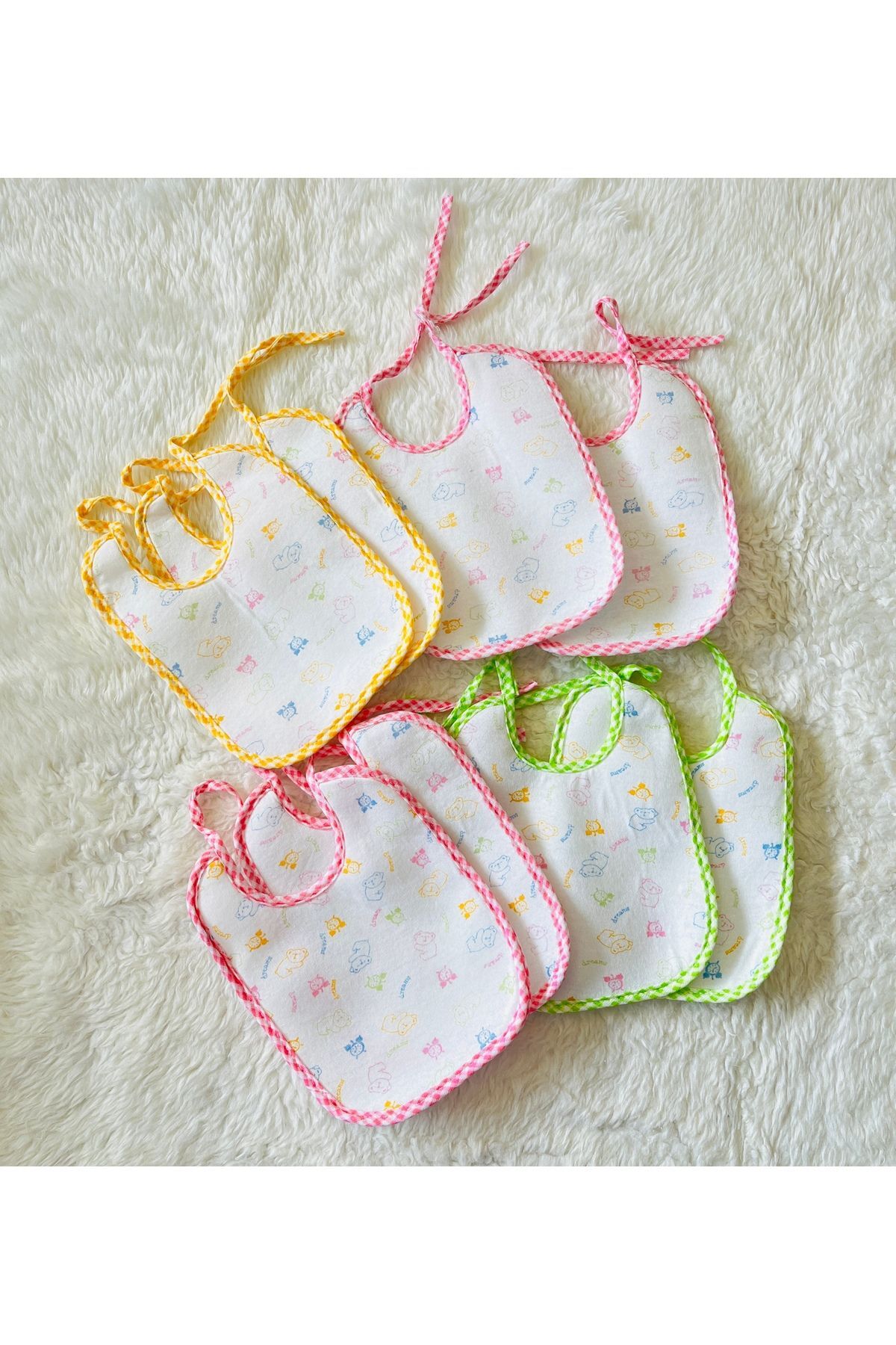 Sıvı geçirmez (8 ADET) Bağcıklı Kız Bebek Desenli Bebek Mama Önlüğü