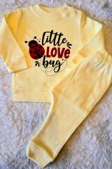 2’li Fitilli Kumaş Civciv Desenli Kız Erkek Bebek Çocuk Alt Üst Pijama Takımı