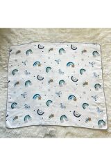 Mavi Gökkuşağı Müslin Kundak Battaniye