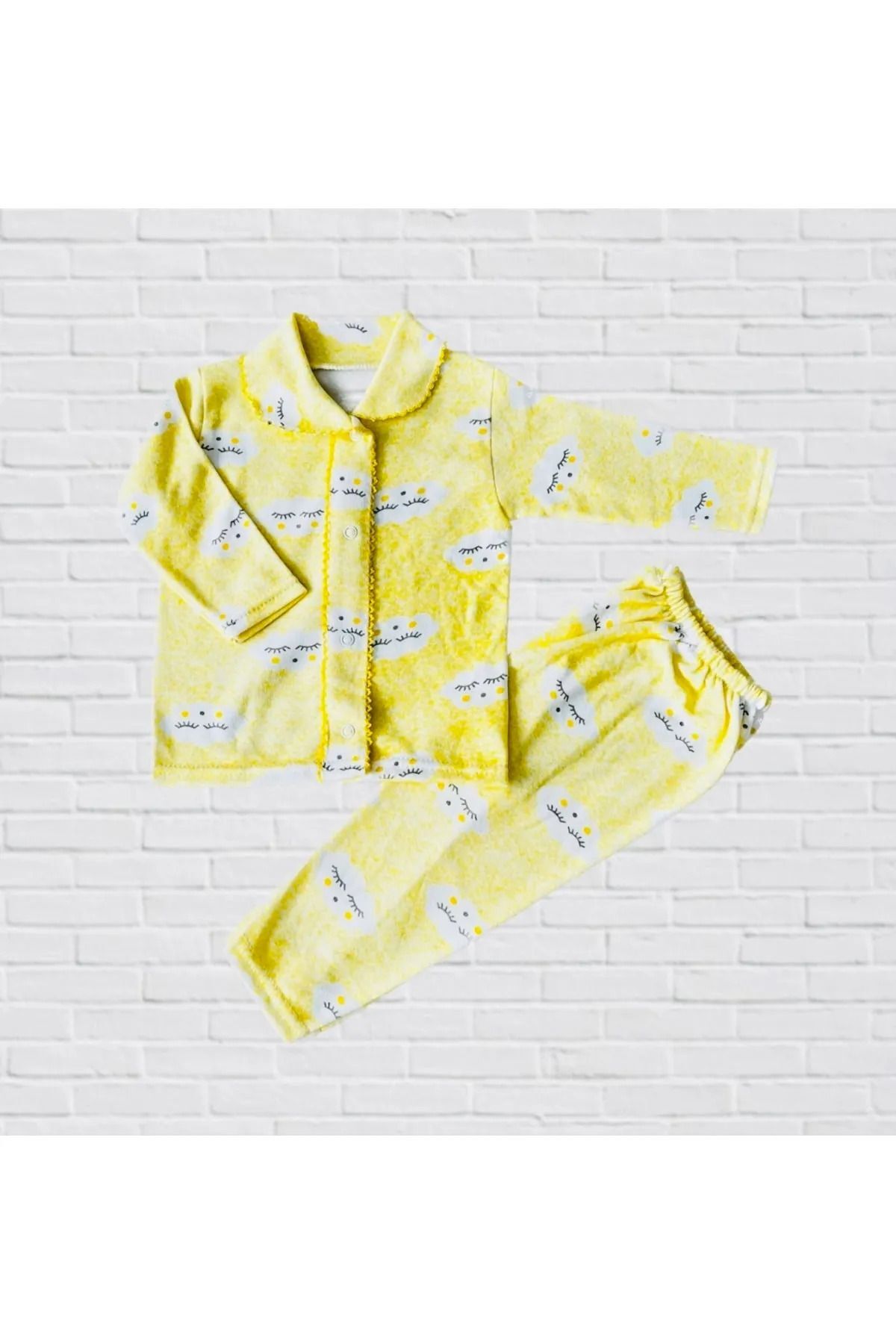 Sarı Bulutlu Komple Çıtçıtlı Kız Erkek Bebek Takım