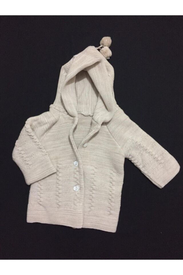 Unisex Bebek Ekru  Hırka Mont Bebek Üst Giyim Hırka Mont Ekru - 0-6 Ay