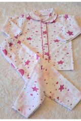 Pemba Beyaz Zürafa Desenli Önden Çıtçıtlı Pamuk Kumaş 2li Bebek Takım