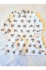 Mavi Beyaz Zürafa Desenli Önden Çıtçıtlı Pamuk Kumaş 2li Bebek Takım