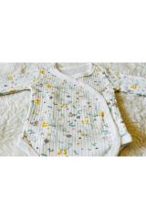 Yeşil Ördek Desenli Kruvaze Badili 2li Organik Bebek Zıbın Takım Hastane Çıkışı