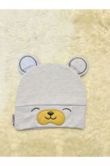 Mavi Ayıcık Figürlü Kız Erkek Bebek Çocuk Penye Şapka Bere