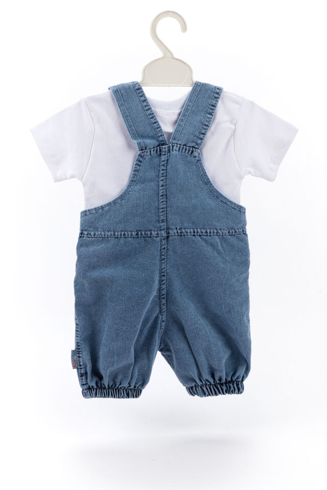 Denim Salopet Beyaz Tişört Ikili Takım Denim - 9 - 12 Ay