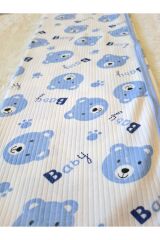 Mavi Baby Ayıcık Desenli 6 Parça Battaniyeli Yenidoğan Pamuk Takım Hastane Çıkışı