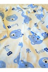 Mavi Baby Ayıcık Desenli 6 Parça Battaniyeli Yenidoğan Pamuk Takım Hastane Çıkışı