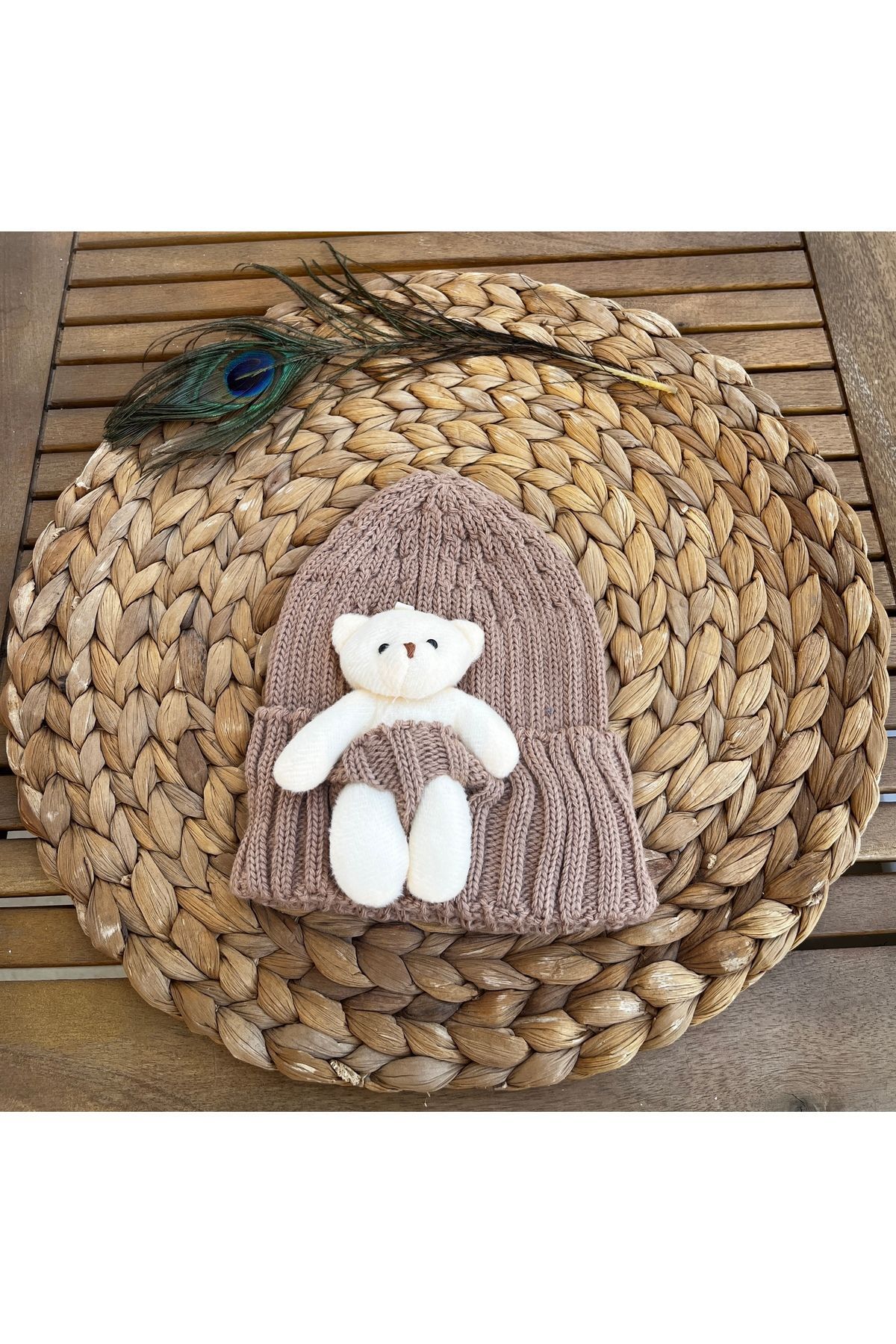 1-8 Yaşa Uyumlu Ayıcıklı Bebek Çocuk Yün Triko Şapka Bere