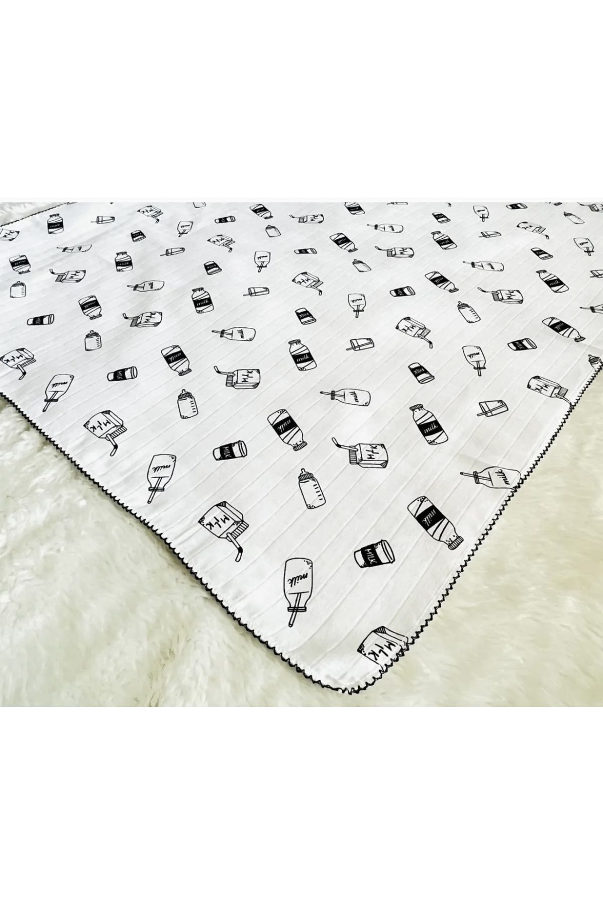 Siyah Milk Müslin Kız Erkek Bebek Kundak Battaniye