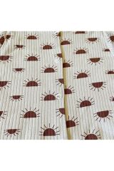 Kahverengi Organik Yenidoğan Fitilli Kumaş Kız Erkek Bebek 2’li Hastane Çıkışı Pamuk Takım