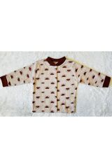 Kahverengi Organik Yenidoğan Fitilli Kumaş Kız Erkek Bebek 2’li Hastane Çıkışı Pamuk Takım