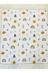 Mavi Harfli Müslin Erkek Bebek Kundak Battaniye