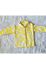Sarı Bulutlu Yakalı Oyalı Önden Çıtçıtlı Bebek Takımı