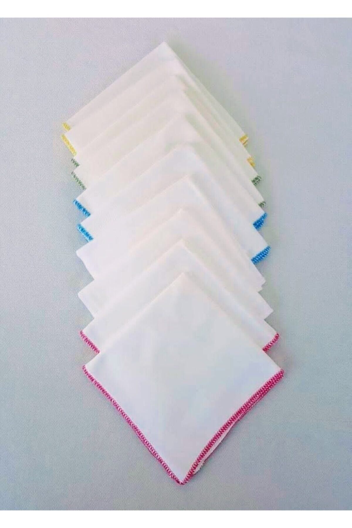10'lu Kız-erkek Bebek %100 Pamuk Ebat Çift Kat Kumaş Ağız Mendili Işlemeli