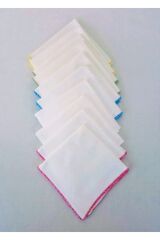 10'lu Kız-erkek Bebek %100 Pamuk Ebat Çift Kat Kumaş Ağız Mendili Işlemeli