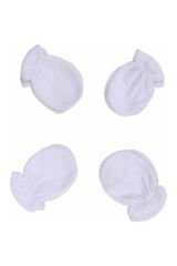 Unisex Bebek Beyaz Düz Eldiven 4'lü