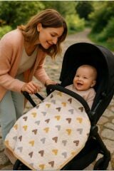 Kahve kalp fitilli kumaş pamuk kundak bebek battaniyesi