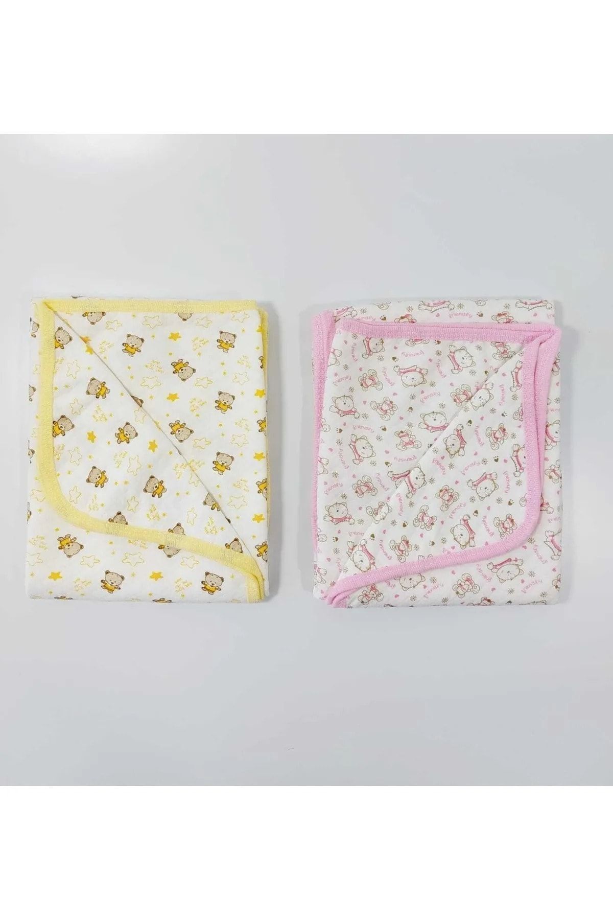 Bebek Tek Katlı Penye 2 Li Battaniye 80x90 Cm 1104 Pembe-Sarı