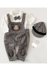 Erkek Bebek Kahverengi Salopet Takım Kahverengi̇ - 3-6 Ay