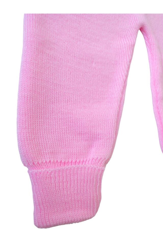 Ayıcıklı Düğmeli Bebek Çocuk Triko Salopet lila Pembe - 6-12 Ay