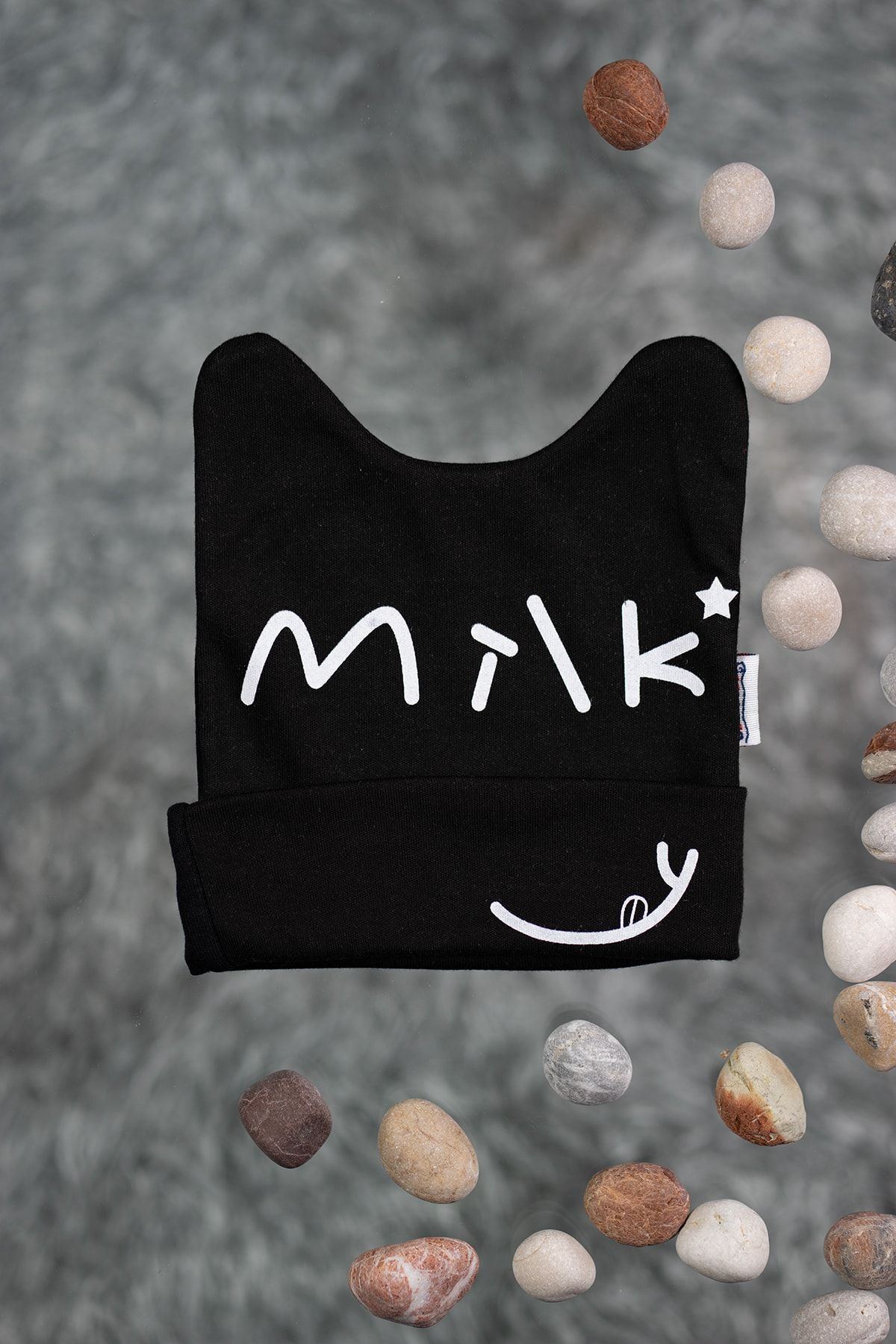 Milk Yazılı Penye Bere Siyah - 0 - 12 Ay