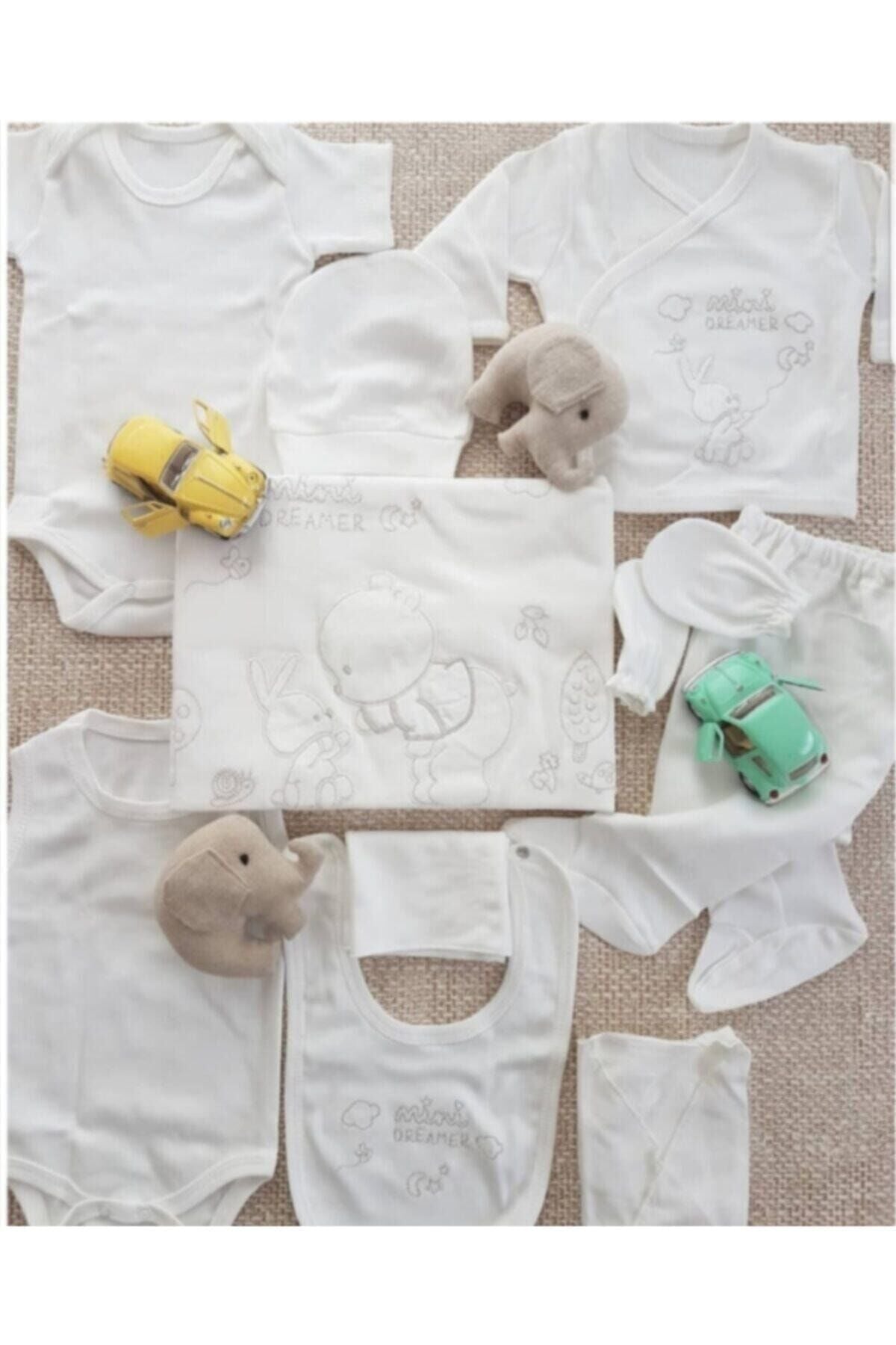 Unisex Bebek Ekru 10'lu Unisex Hastane Çıkışı Seti 100508 Ekru - 0-3 Ay