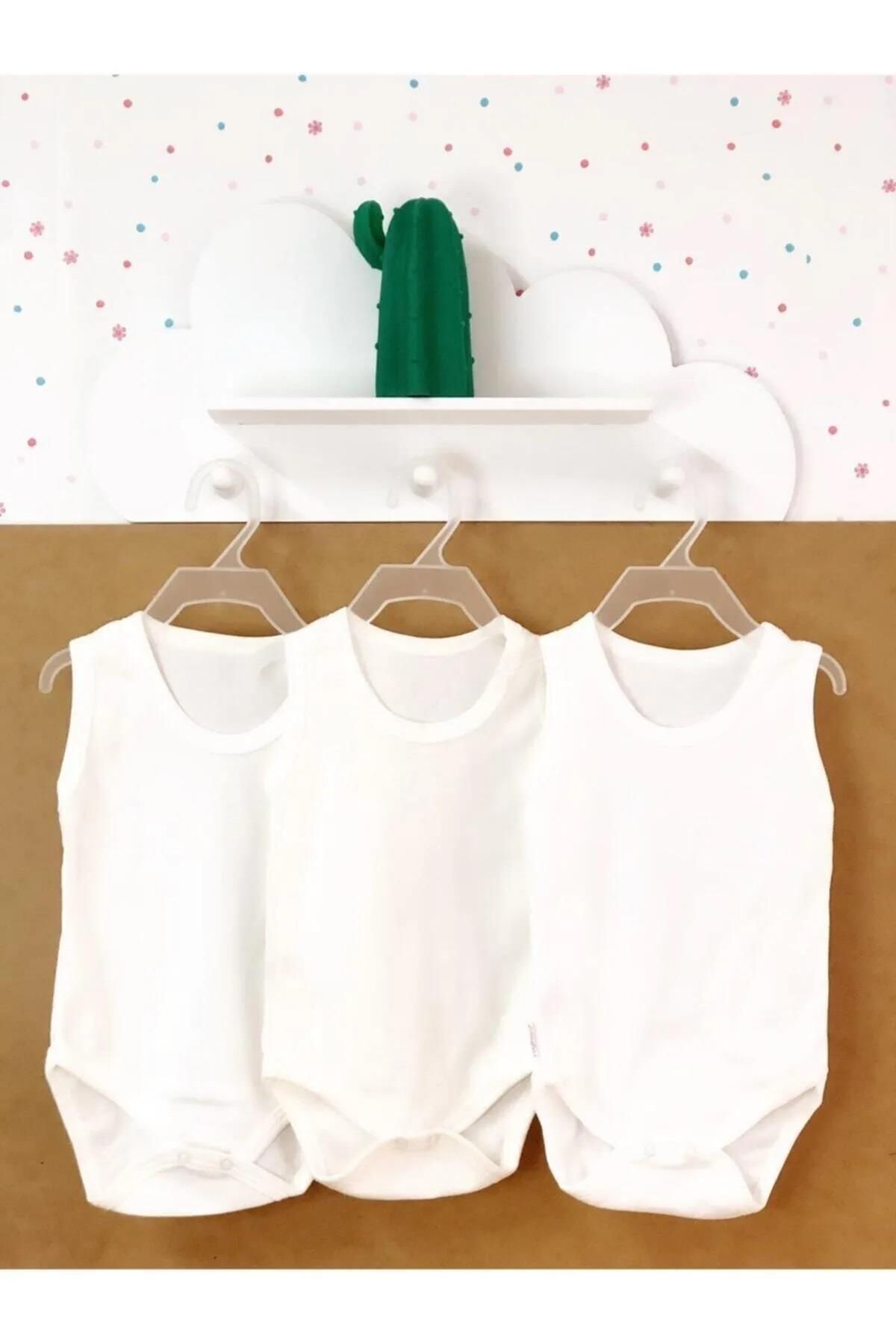 3 Adet Aylık Ve Yaş Pamuklu Çıtçıtlı Body Kız Erkek Bebek Çıtçıtlı Badi Beyaz - 9 - 12 Ay
