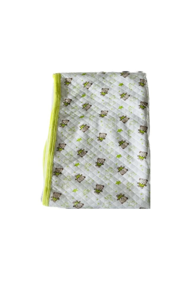 Bebek Tek Kat Kapitone Battaniye Kundak 80x90 Cm Yeşil