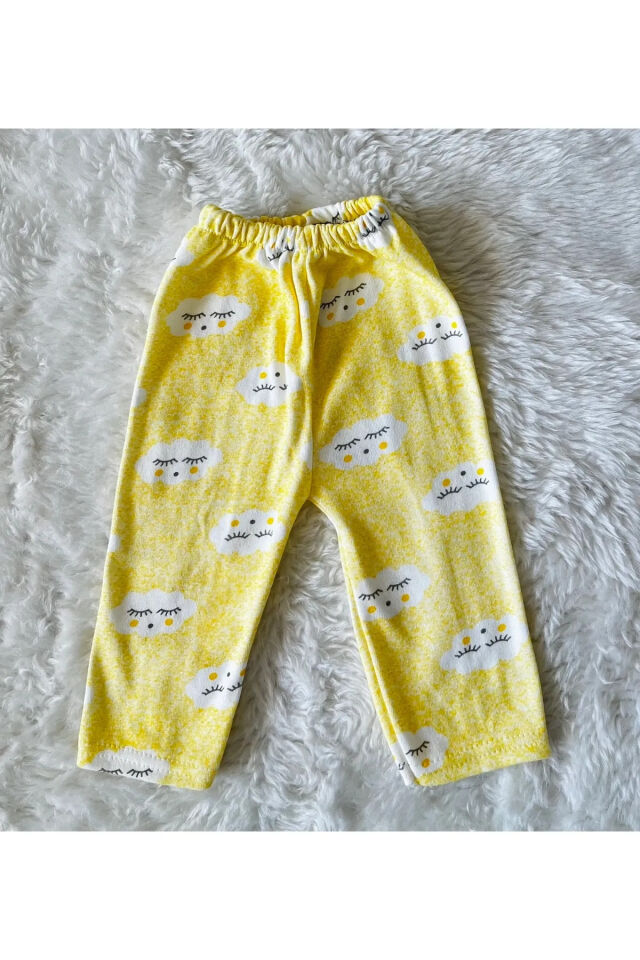 Sarı Bulutlu Komple Çıtçıtlı Kız Erkek Bebek Takım Sarı - 3-6 Ay