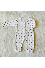 Yeşil Organik Kız Erkek Bebek Pamuk Kumaş Çıtçıtlı Tulum Avokado-Kalp - 6-9