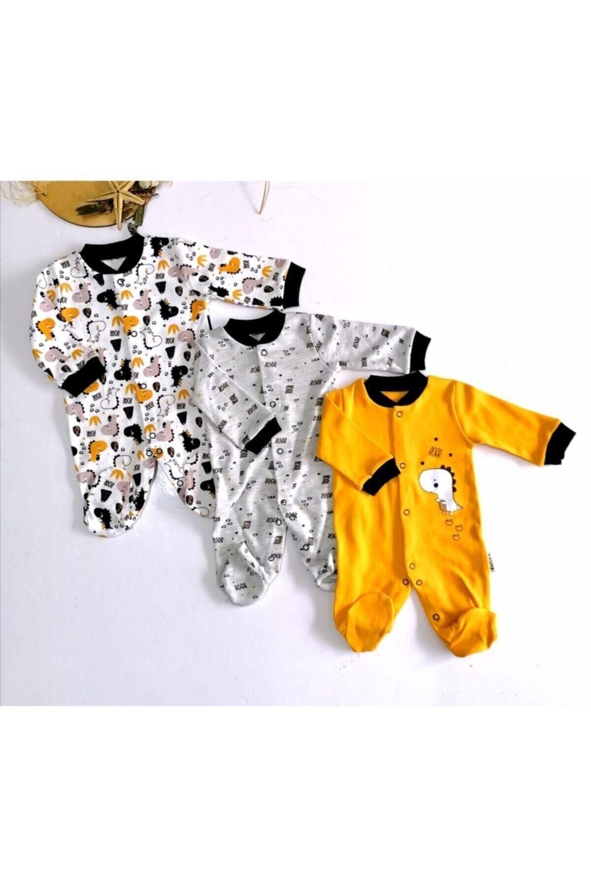 Unisex Yavru Dino Baskılı 3'lü Tulum Seti