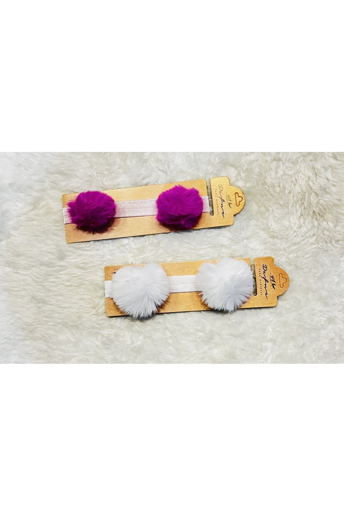 Dantel Kurdeleli 2’li Kız Bebek Çocuk Bandana Fuşya-Beyaz