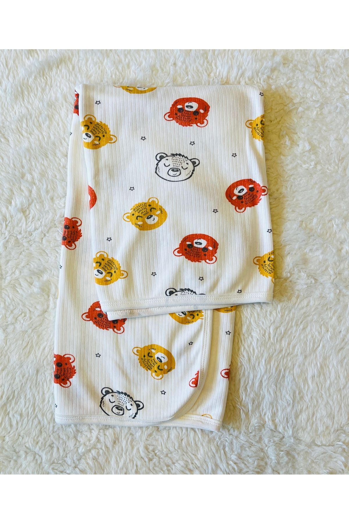Mavi baby fitilli kumaş organik bebek kundak battaniyesi Kafkas Turuncu Ayıcık